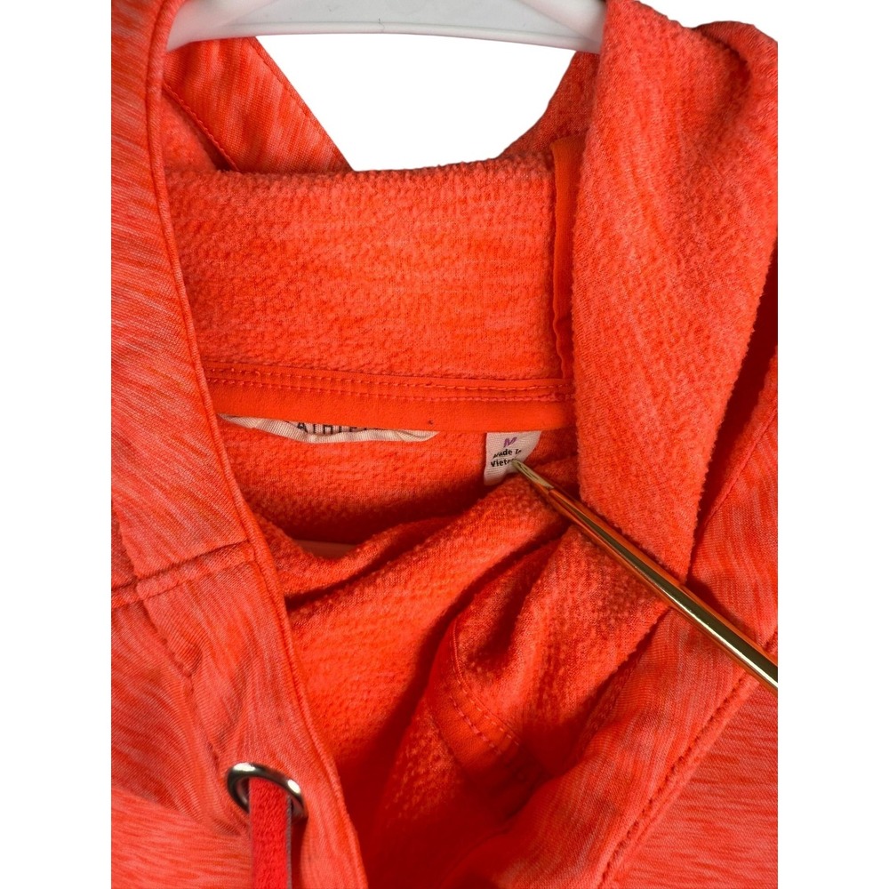 Athleta Hoodie Womens Medium Orange Coral Pullover Thumbholes Kangaroo Pocket - Picture 2 of 8
